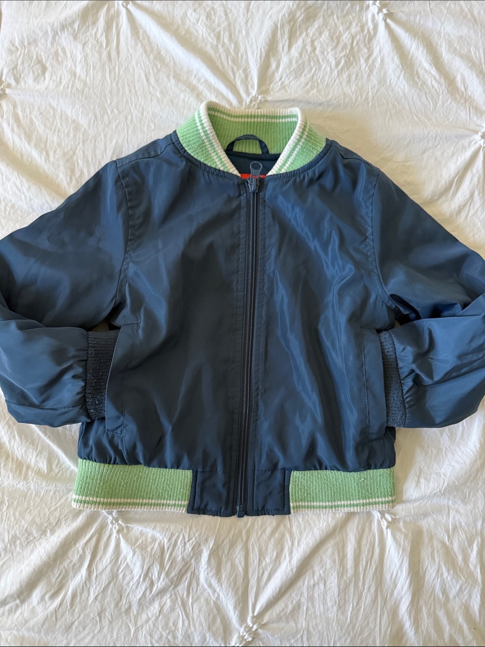 Joe Fresh Navy Bomber Jacket with Light Green Trim